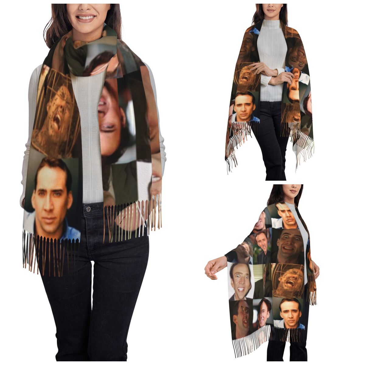 Nicolas Cage Funny Face Meme S - Pashmina Wrap Large 评论和价格