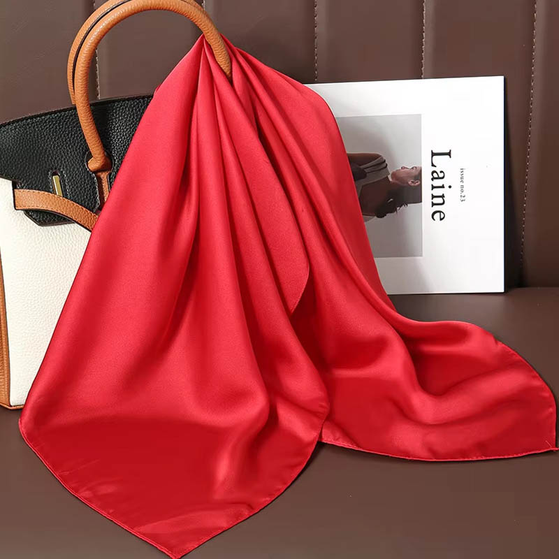 Luxury Solid Color Silk Square - Scarf Silk Square 评论和价格