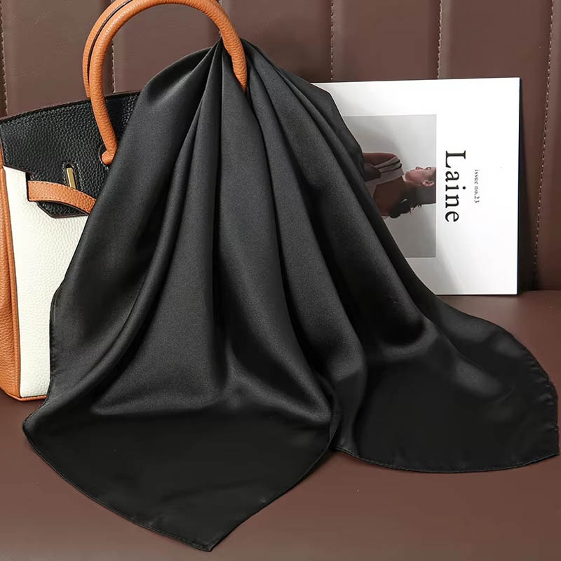 Luxury Solid Color Silk Square - Scarf Silk Square 评论和价格