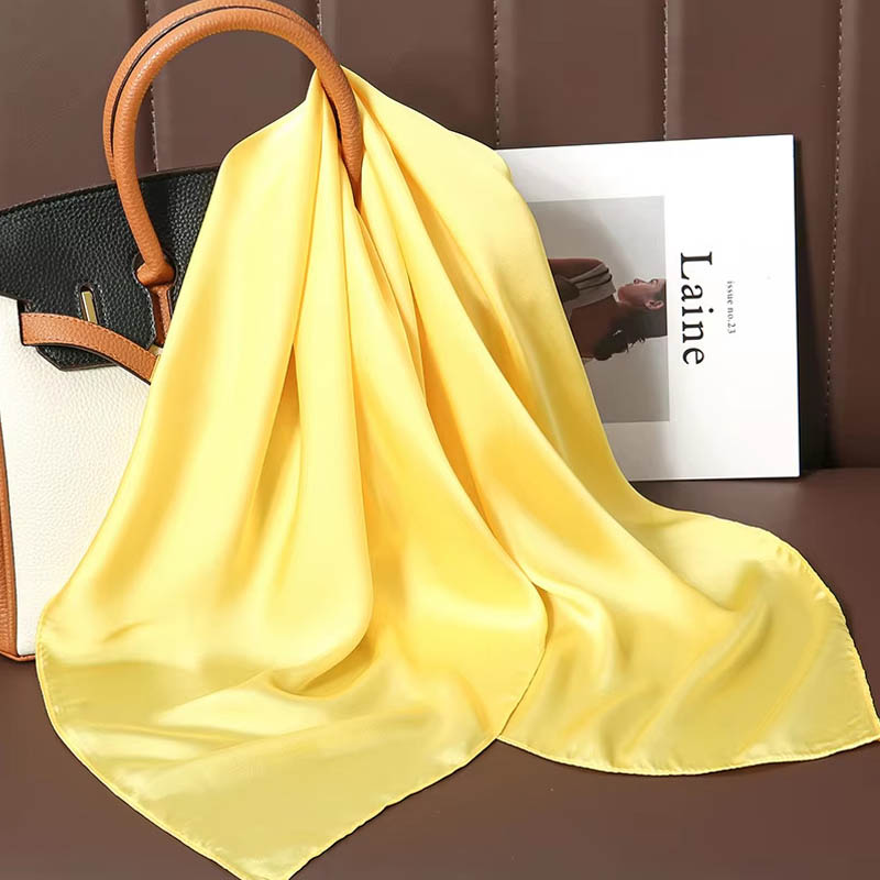 Luxury Solid Color Silk Square - Scarf Silk Square 评论和价格
