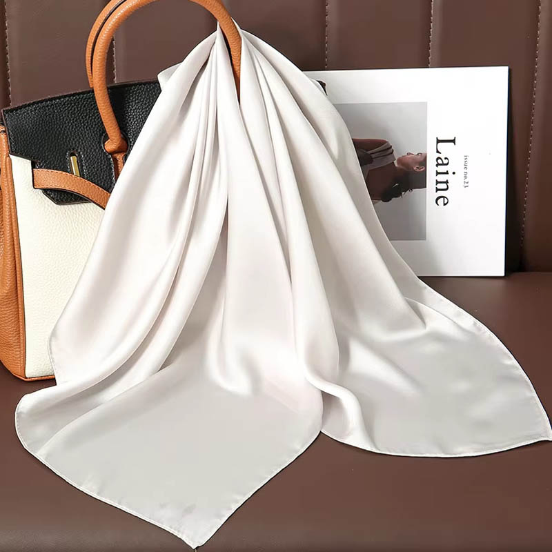 Luxury Solid Color Silk Square - Scarf Silk Square 评论和价格