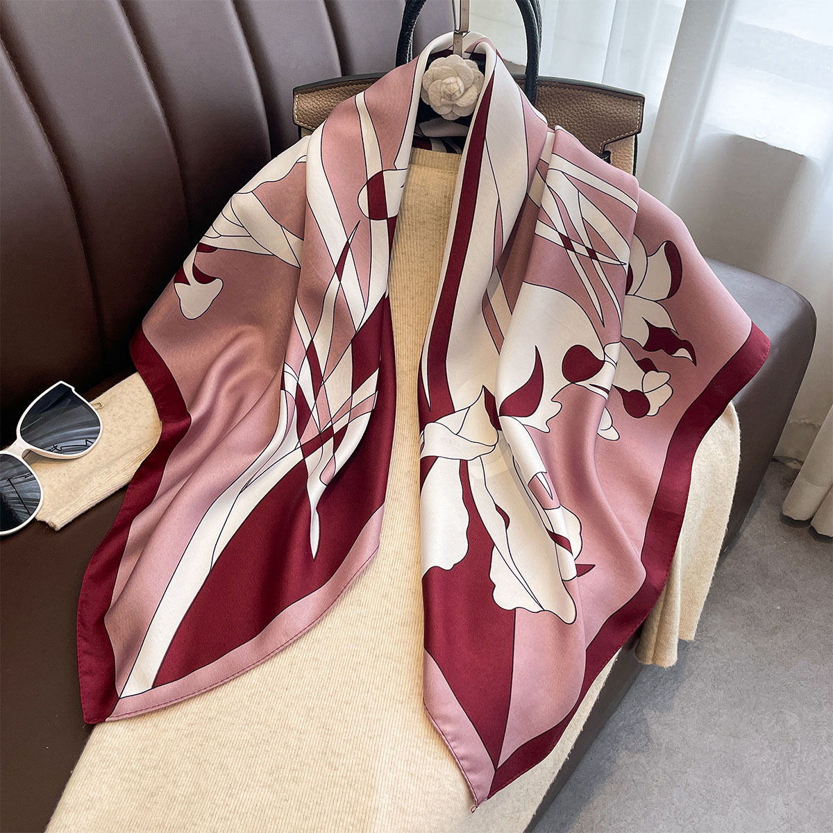Luxury 90*90Cm Square Scarf Tw - Face Scarf Mask 评论和价格
