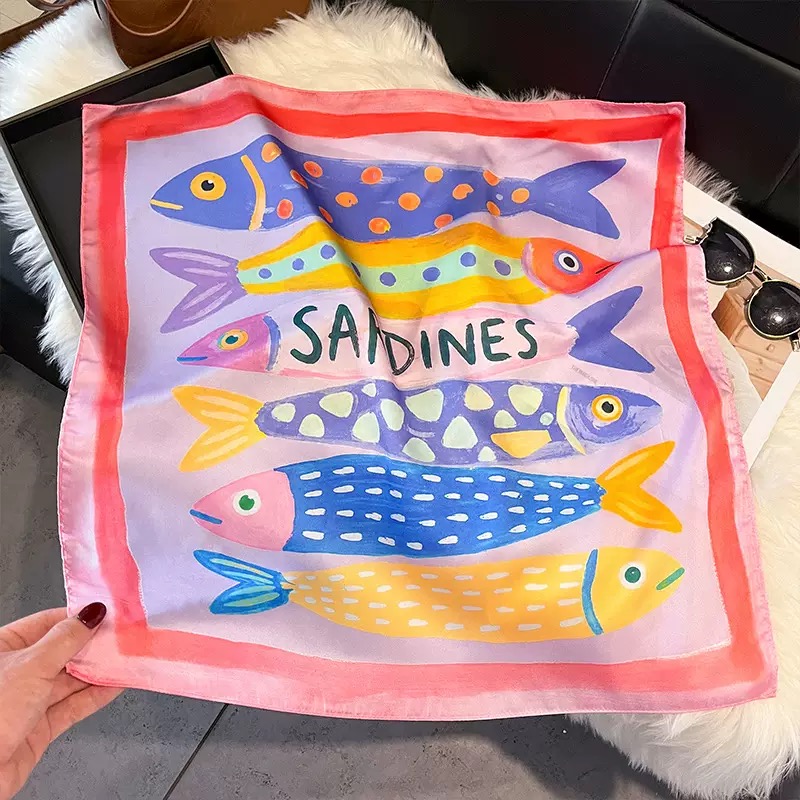 Fashion Fish Pattern Square Si - Face Scarf Mask 评论和价格